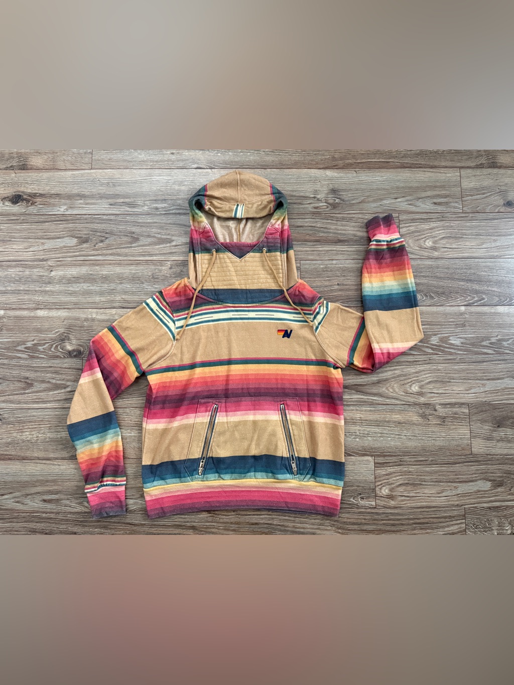 Aviator Nation Ninja Hoodie Tan / Pink Sweatshirt W/ Matching Pants Nwt, Size S
